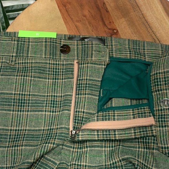 NWT Green Plaid Adult Tailored Suit Pants 30x30 - Houston White - Picture 3 of 12